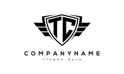 Wings shield letter TC logo vector