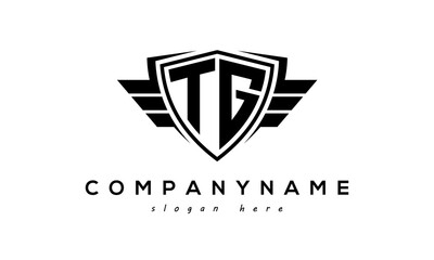 Wings shield letter TG logo vector