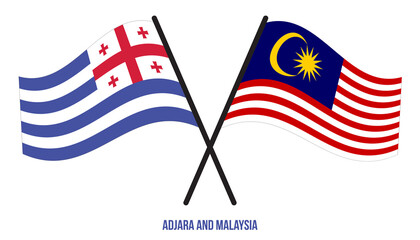 Adjara and Malaysia Flags Crossed And Waving Flat Style. Official Proportion. Correct Colors