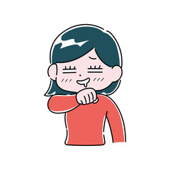 涎を拭いながらにやける女性