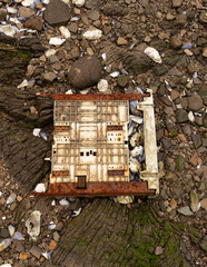 Abstract detail of the inside of the door from a dishwashing machine
