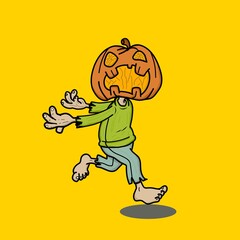 pumpkin head zombie illustration, halloween zombies.