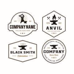 Obraz premium Blacksmith Iron Anvil Forge Foundry vintage retro logo design