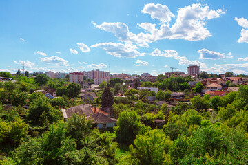 Residential district with old and modern houses