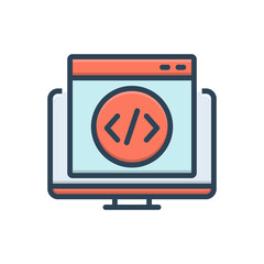Color illustration icon for html