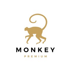 monkey long tail logo vector icon illustration