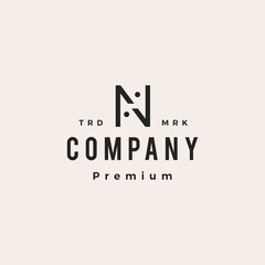 n letter people family human hipster vintage logo vector icon illustration