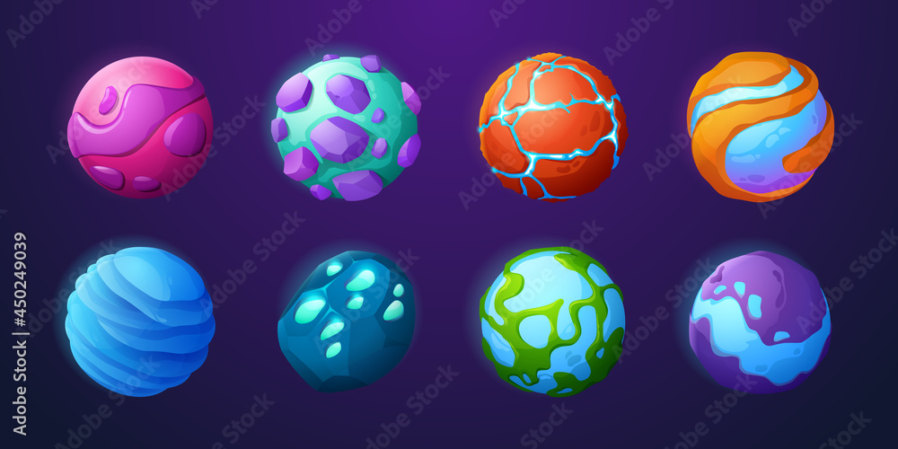 Wall mural fantasy planets in outer space for ui galaxy game