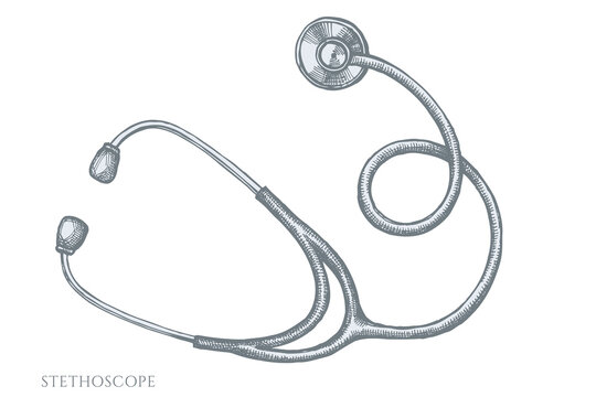 Vector set of hand drawn pastel stethoscope