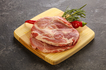 Raw pork meat neck steak