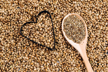 Cannabis seeds and CBD oil cannabis extract, Medical cannabis concept. the view from the top