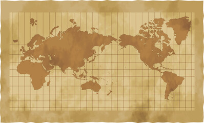 古びた世界地図のイメージイラスト
