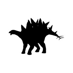 Black silhouette dinosaur isolated on white background