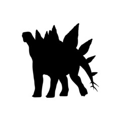 Black silhouette dinosaur isolated on white background