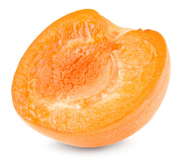 half of apricot fruit isolated on white background. clipping path