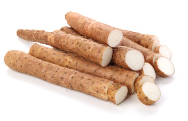 Fresh  yam on white background.