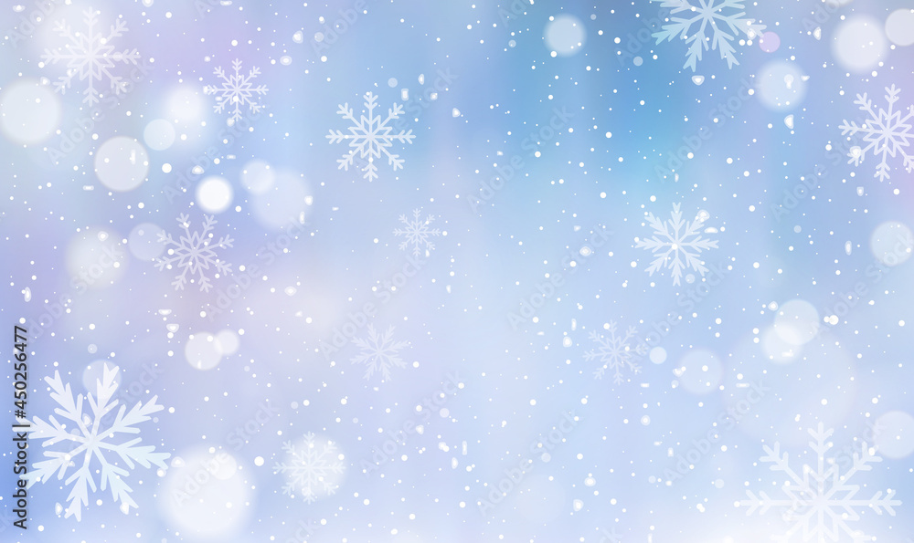 Poster winter background with falling snow and snowflakes. christmas scene for holiday and happy new year b