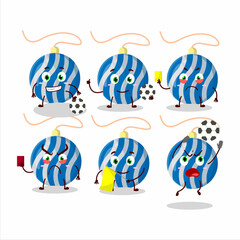 Christmas lights blue cartoon character working as a Football referee