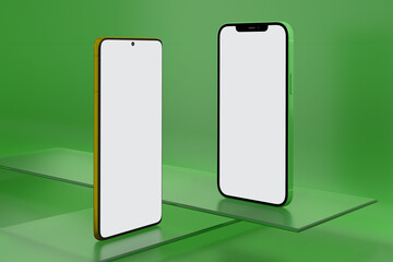 Smart Phones On Glass