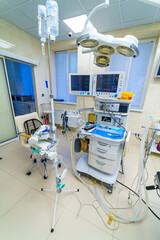 New stylish modern operating room in hospital. New light surgery ward.