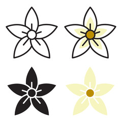 Fototapeta na wymiar Vanilla flower. A plant, preparations from which are used as an essential oil aromatic agent. Vector illustration isolated on a white background for design and web.