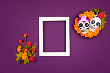 Day of the dead, Dia De Los Muertos, halloween Celebration Background. Sugar Skull calaverita...
