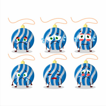Christmas lights blue cartoon character with sad expression