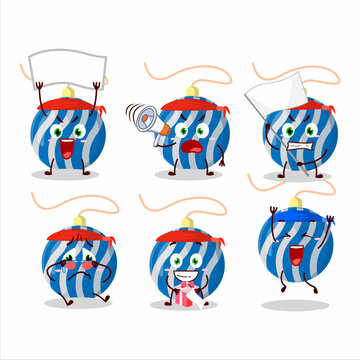 Mascot design style of christmas lights blue character as an attractive supporter