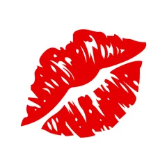 Fotobehang red lips print vector emoji © valvectors
