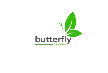 Simple Minimalist Butterfly Leaf Leaves for Nature Herbal Wellness or Garden Logo Design Vector