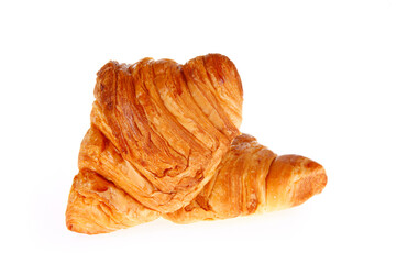Crisp fresh croissants in the background