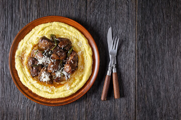 Chicken Livers with Sage served with polenta