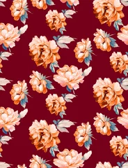 Printed roller blinds Bordeaux seamless floral pattern