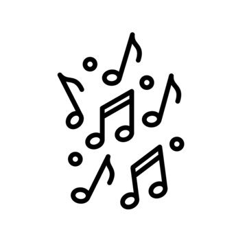 recommend clip art: Logo Design Music notes, song, melody or tune flat vector icon with line art style on white background.