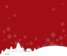 クリスマスイメージの背景素材 ベクター 雪景色 雪の結晶 赤