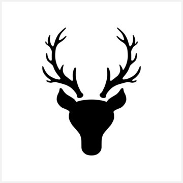Antlers elk or deer icon isolated on white. Silhouette Christmas symbol. Xmas stencil. Vector stock illustration. EPS 10