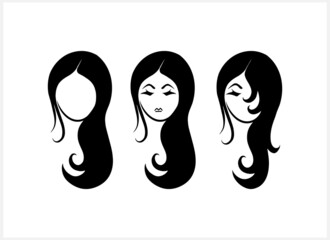 Doodle girl set clipart isolated on white. Hand drawn art. Avatar people. Stencil vector stock illustration. EPS 10