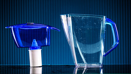 Water filter jug. Clean drinking water for home