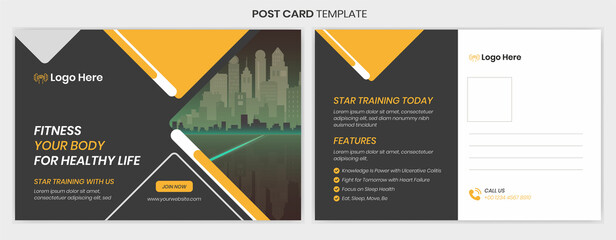 Obraz na płótnie Canvas Corporate business postcard, fashion post card template, fitness postcard design template. Fully editable