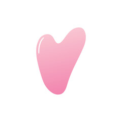 Pink stone, rose quartz gua sha beauty tool vector cartoon style icon for beauty, spa, massage design.
