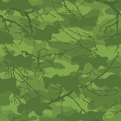 
Forest camouflage. Tree branches. Hunting and fishing. Protective clothing. Vector illustration.