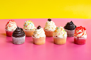 cupcakes with frosting and sprinkles