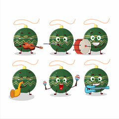 Cartoon character of christmas lights green playing some musical instruments