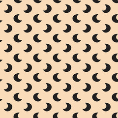 Black moon cute hand drawn vector seamless pattern. Happy Halloween. Day of dead. Packaging wrapping paper design. Editable background color.