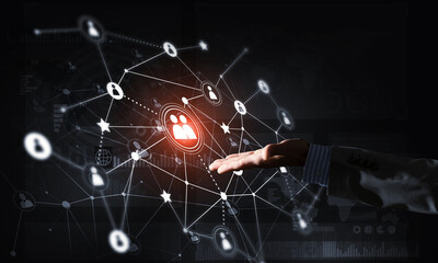Presenting modern wireless technologies as means of communucation and networking on dark background