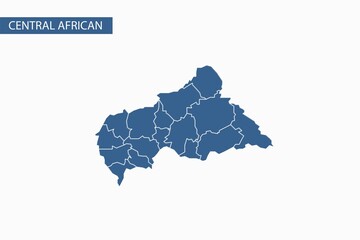 Central African Country blue map detailed vector.