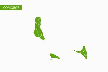 Comoros green map detailed vector.