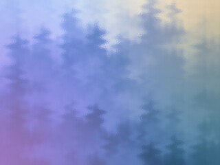 Abstract blurred background of nature. Image of the winter forest landscape that view through the frosted glass window.