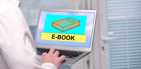 E-book concept on a laptop screen