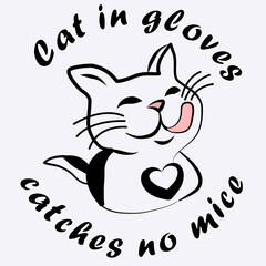 Images of a happy cat and the inscription of the English idiom